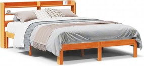 vidaXL viaszbarna tömör fenyőfa ágy matrac nélkül 120 x 190 cm