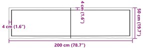 sötétbarna kezelt tömör tölgyfa asztallap 200x50x(2-4) cm