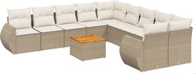 vidaXL 11 részes bézs polyrattan kerti ülőgarnitúra párnákkal