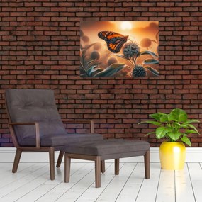 Kép – Pillangó a lenyugvó napban (70x50 cm)