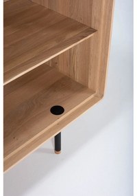 Fekete-natúr színű tölgyfa alacsony komód 118x100 cm Fina – Gazzda