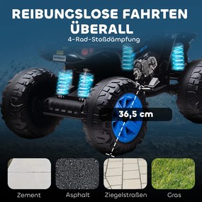 AIYAPLAY Elektromos gyermek quad, 24 V-os elektromos jármű 4 kerékkel, fényszórókkal, USB porttal, MP3, kék
