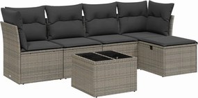 vidaXL 6 részes szürke polyrattan kerti ülőgarnitúra párnákkal