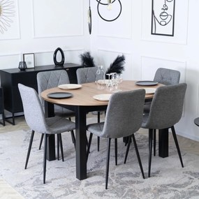 Étkezőgarnitúra 6 db. Szürke Robin székkel. Bővíthető asztal HARRY 102-142 cm