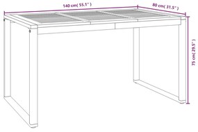 tömör akácfa kerti asztal U-alakú lábakkal 140 x 80 x 75 cm
