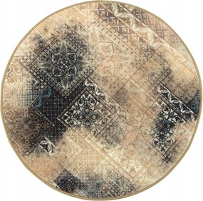 átm. 80 cm Kerek Patchwork Szőnyeg Bézs Nappaliba