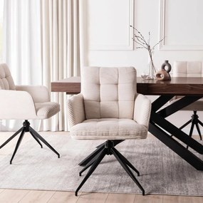 Forgó szék krém színben, kordbársony kárpittal, AKITA