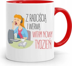 Piros Vicces Bögre Örömmel, fényképes nyomattal