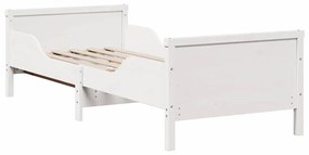 Ágykeret matracmal fejtámlával Fehér 80 x 200 cm Tömör fenyőfa