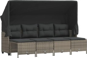 vidaXL 5 részes szürke polyrattan kerti ülőgarnitúra párnákkal