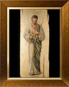 Szent József Szakrális Kép Arany Vászon Díszkeret 30X40