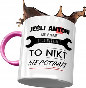 Rózsaszín bögre Antal kollégának Ajándék fényképes nyomtatással