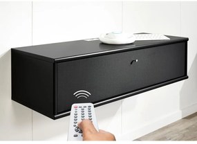 Fekete TV-állvány kőrisfa dekorral 89x22 cm Mistral – Hammel Furniture