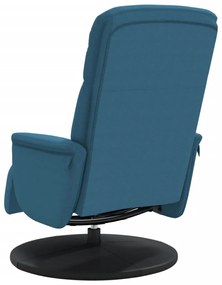 kék bársony dönthető fotel lábtartóval