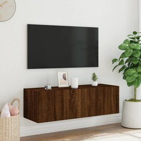 barna tölgy színű fali TV-szekrény LED-ekkel 100 x 35 x 31 cm