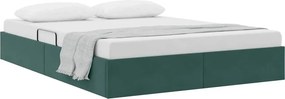 vidaXL Tárolós Ágy fejtámlával Sötétzöld 140 x 190 cm Bársony