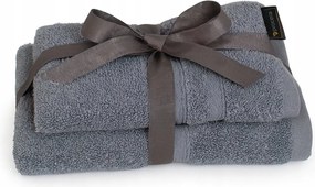 Törölköző Szett 100 % Pamut Ajándék Szett 50x100+70x140 Antracit