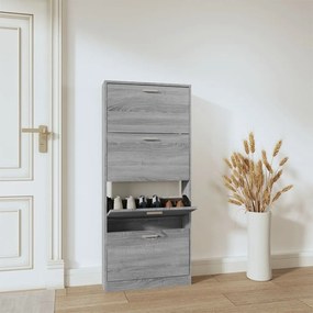szürke sonoma színű szerelt fa cipősszekrény 59x17x150 cm