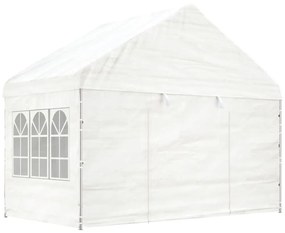 Fehér polietilén pavilon tetővel 6,69 x 4,08 x 3,22 m