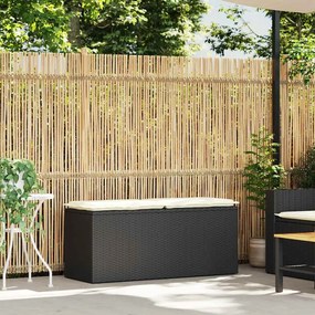 vidaXL fekete polyrattan kerti pad párnával 110x40x44 cm