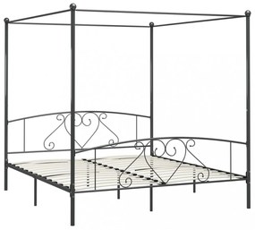 szürke fém baldachinos ágykeret 180 x 200 cm