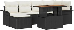 vidaXL Kerti Kanapé Szett tárolóval 7 pcs Fekete Poli rattan