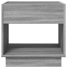 szürke sonoma végtelen hatású LED-es dohányzóasztal 50x50x50 cm