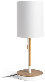 RENDL R14036 KEITH/RON asztali lámpa, dekoratív Polycotton fehér/bükk