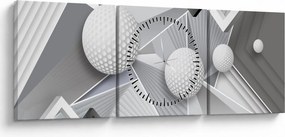 Geometriai absztrakt kép (órával) (90x30 cm)