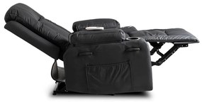 Elektromosan Vezérelhető Masszázsfunkciós Relaxfotel Fekete Eco-bőr Kárpittal. BOX