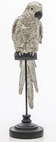 Tropical fekete csőrös krémbarna kakadu papagáj szobor fekete állványon 36x9,5x9,5cm