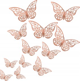 Pillangók pillangó matrica Esküvő 12x Rózsaszín Arany V2