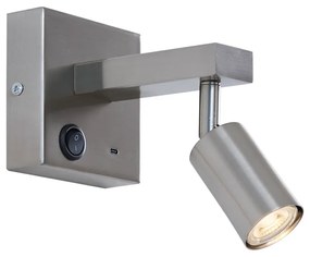 Modern acél fali lámpa USB-C csatlakozóval, dönthető - Rex