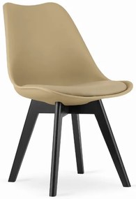 Étkező garnitúra 1 + 4, fekete ADRIA asztal 120x80 cm + bézs BALI MARK szék fekete lábakkal