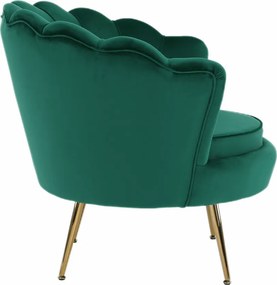 Fotel Art-deco stílusban, smaragd Velvet anyag/gold króm-arany, NOBLIN