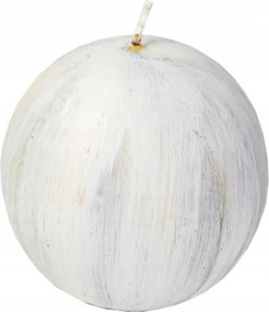 Elegáns dekorációs gyertya White Wood gömb 100 mm fehér