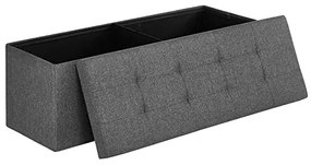 Összecsukható vászon tárolópuff, sötétszürke 110x38x38cm