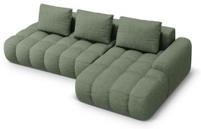 Zöld kinyitható-tárolóhelyes sarokkanapé (jobb oldali-heverő résszel) Linz – Cosmopolitan Design
