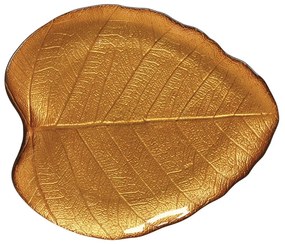 Hársfalevél őszi üveg tányér 28x23 cm díszdobozban Forest Dream