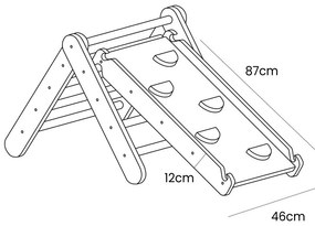 Szürke borovi fenyő pikler háromszög 46x87x60 cm Montessori – Meowbaby