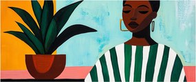 Kép - Nő virággal (120x50 cm)