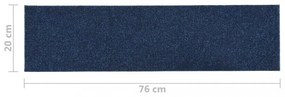 15 db kék négyszögletes öntapadó lépcsőszőnyeg 76 x 20 cm