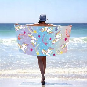 Strandtörölköző UNICORN PONNY 100x180 cm színes, 100% mikroszálas