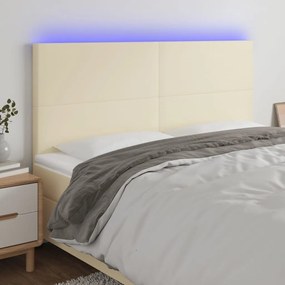 krémszínű műbőr LED-es fejtámla 160x5x118/128 cm