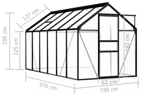 antracitszürke alumínium melegház 7,03 m²
