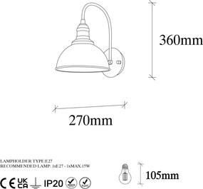 Varzan 10845 vintage fém falilámpa