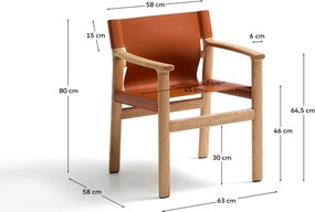 Konyakbarna kőrisfa karfás étkezőszék Jan – Kave Home