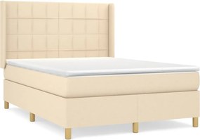 vidaXL krémszínű szövet rugós ágy matraccal 140 x 190 cm
