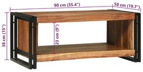 dohányzóasztal 90x50x38 cm Tömör akácfa
