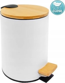 Aqualine Bambusz szemeteskosár kerek 3l fehér